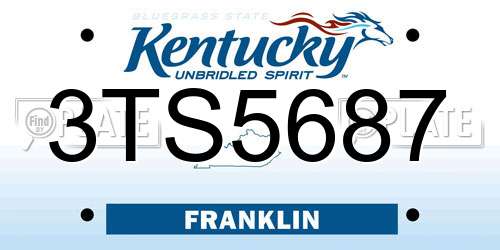 3TS5687 Kentucky License Plate