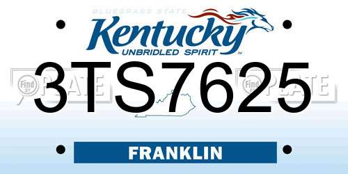 3TS7625 Kentucky License Plate