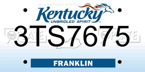 3TS7675 Kentucky License Plate