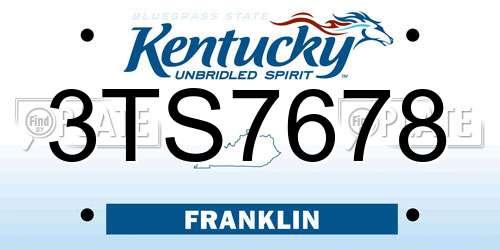 3TS7678 Kentucky License Plate