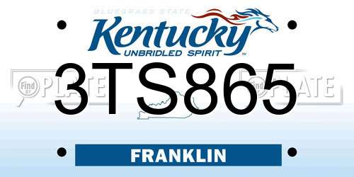 3TS865 Kentucky License Plate