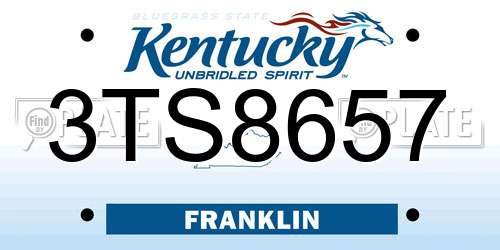 3TS8657 Kentucky License Plate
