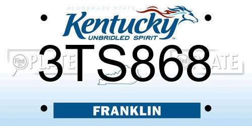 3TS868 Kentucky License Plate