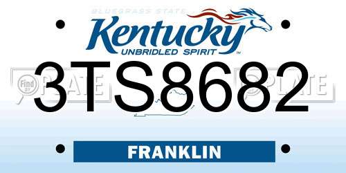 3TS8682 Kentucky License Plate
