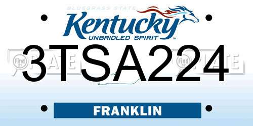 3TSA224 Kentucky License Plate