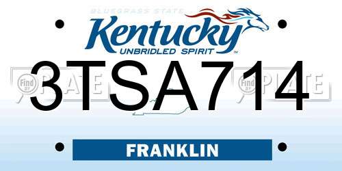 3TSA714 Kentucky License Plate