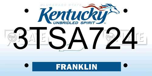 3TSA724 Kentucky License Plate
