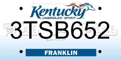 3TSB652 Kentucky License Plate