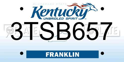 3TSB657 Kentucky License Plate