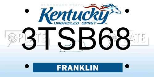 3TSB68 Kentucky License Plate