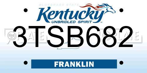 3TSB682 Kentucky License Plate