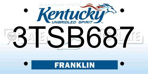 3TSB687 Kentucky License Plate