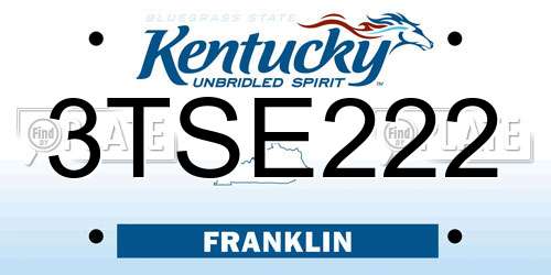 3TSE222 Kentucky License Plate