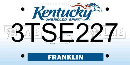 3TSE227 Kentucky License Plate