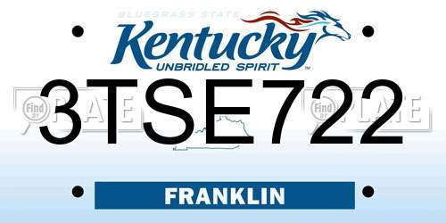 3TSE722 Kentucky License Plate