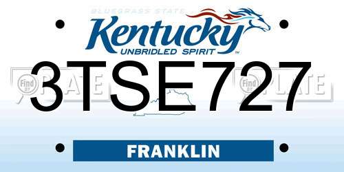 3TSE727 Kentucky License Plate