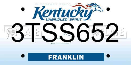 3TSS652 Kentucky License Plate