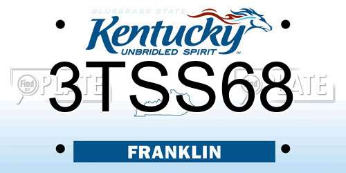 3TSS68 Kentucky License Plate