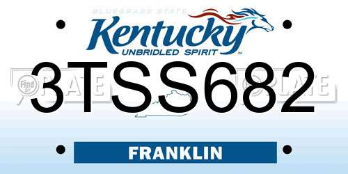 3TSS682 Kentucky License Plate
