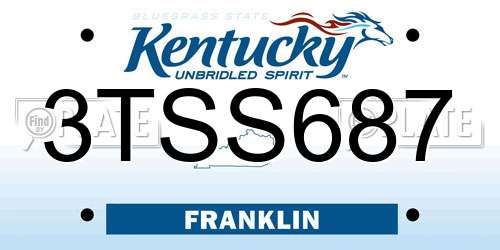 3TSS687 Kentucky License Plate