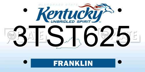 3TST625 Kentucky License Plate