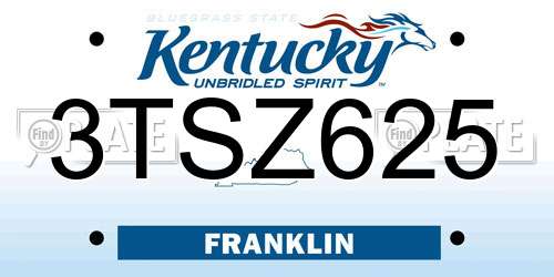 3TSZ625 Kentucky License Plate
