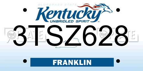 3TSZ628 Kentucky License Plate