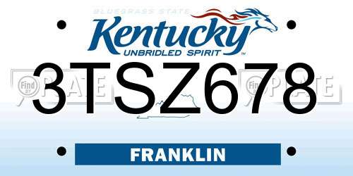 3TSZ678 Kentucky License Plate