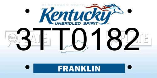 3TT0182 Kentucky License Plate