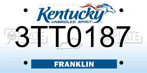 3TT0187 Kentucky License Plate