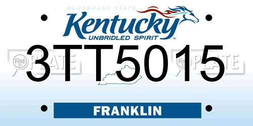 3TT5015 Kentucky License Plate
