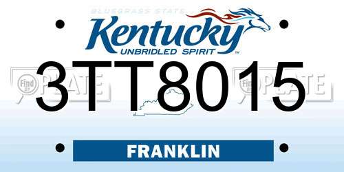 3TT8015 Kentucky License Plate