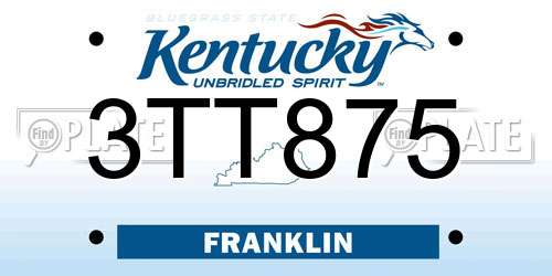 3TT875 Kentucky License Plate