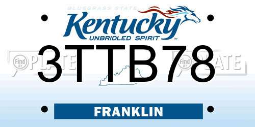3TTB78 Kentucky License Plate