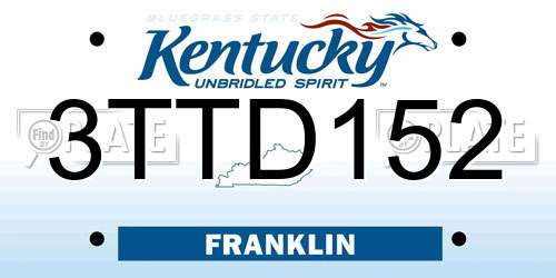 3TTD152 Kentucky License Plate