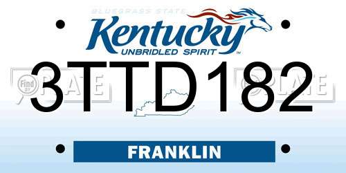 3TTD182 Kentucky License Plate