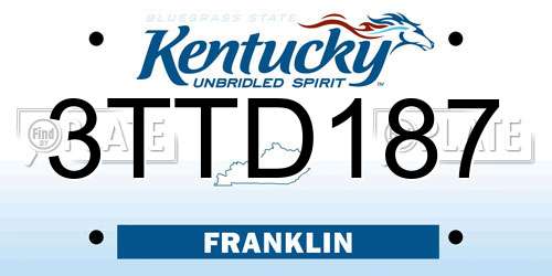 3TTD187 Kentucky License Plate