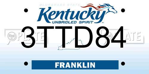 3TTD84 Kentucky License Plate