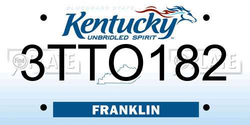 3TTO182 Kentucky License Plate