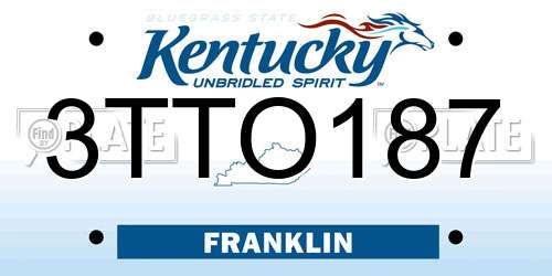 3TTO187 Kentucky License Plate