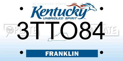 3TTO84 Kentucky License Plate