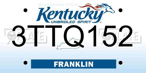 3TTQ152 Kentucky License Plate