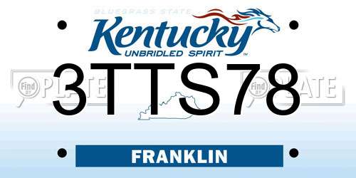 3TTS78 Kentucky License Plate