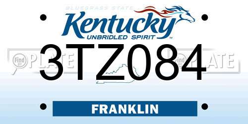 3TZ084 Kentucky License Plate