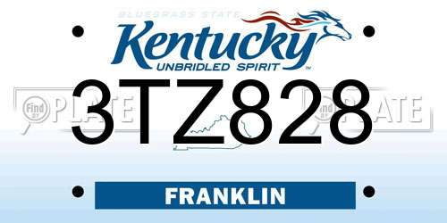 3TZ828 Kentucky License Plate
