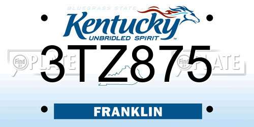 3TZ875 Kentucky License Plate
