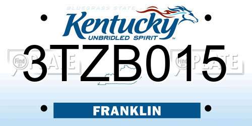 3TZB015 Kentucky License Plate