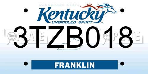 3TZB018 Kentucky License Plate