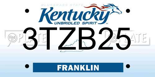 3TZB25 Kentucky License Plate