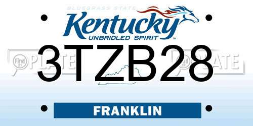 3TZB28 Kentucky License Plate